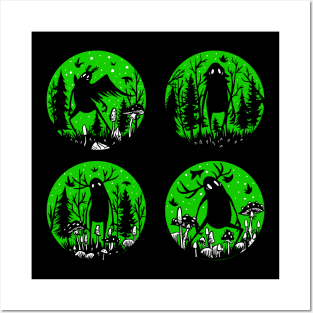 Cryptid Circle Collection Mothman Sasquatch Forest Guardian Ent Bigfoot Posters and Art